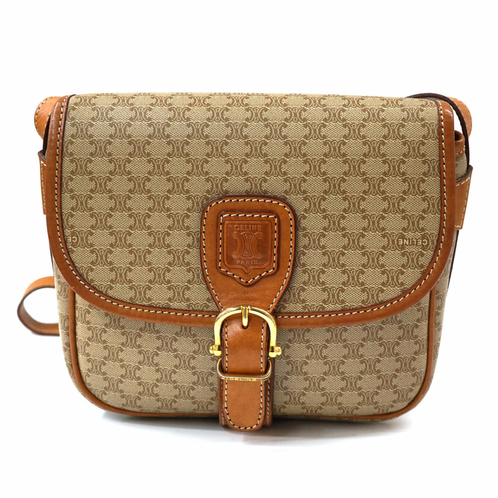 Celine Macadam Leather Brown Shoulder Bag